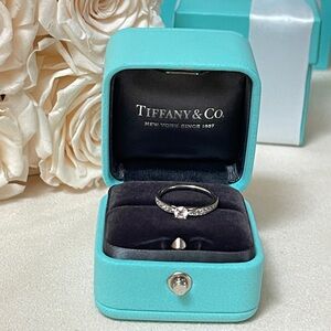 Tiffany & Co. Harmony Diamond Ring with Diamond Platinum Band sz 5 .20ct NEW